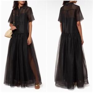 Staud Riley Organza Maxi Dress Black NWT
